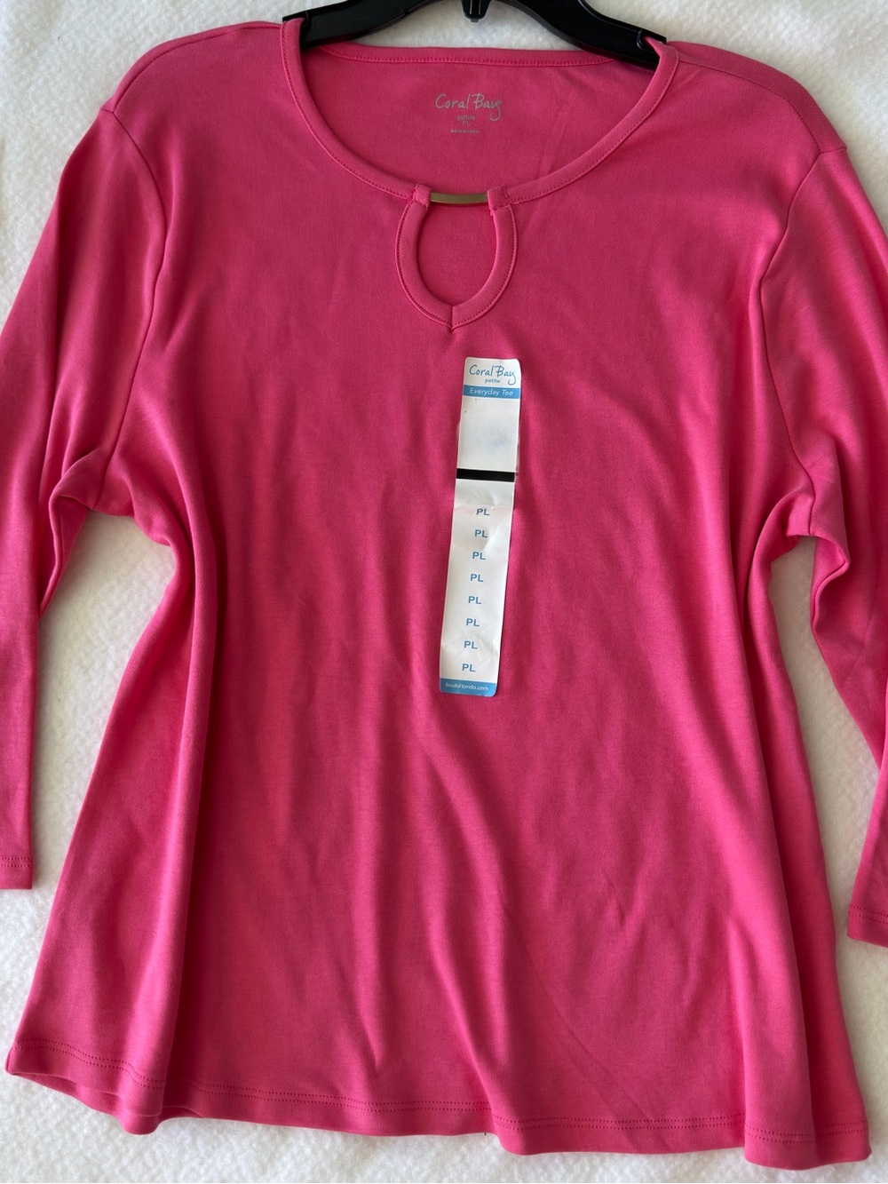 Coral Bay Hot Pink Keyhole Long Sleeve Tee
